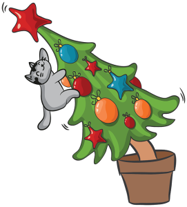 Kat in de kerstboom